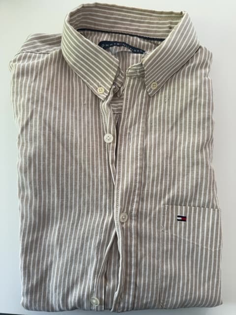 Chemise Tommy Hilfiger Rayée Beige T.M ✨