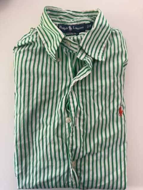 Chemise Ralph Lauren Rayée Verte et Blanche ✨ T.S